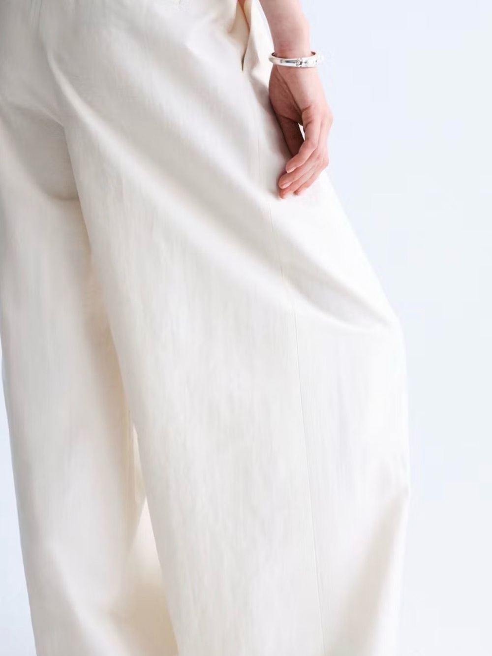 Mango Wide-Leg High-Waist Cream Trousers - Picture 6 of 9